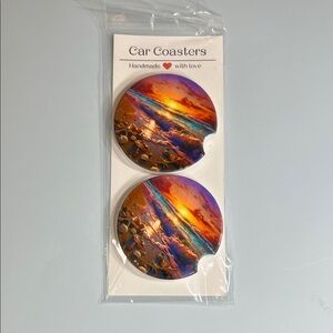 Vibrant Sunset Car Coasters